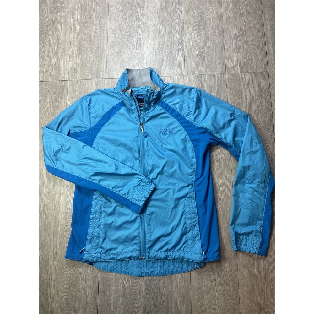 Mountain Hardwear Women's Large L Windbreaker Jacket Light Blue Full Zip Pockets